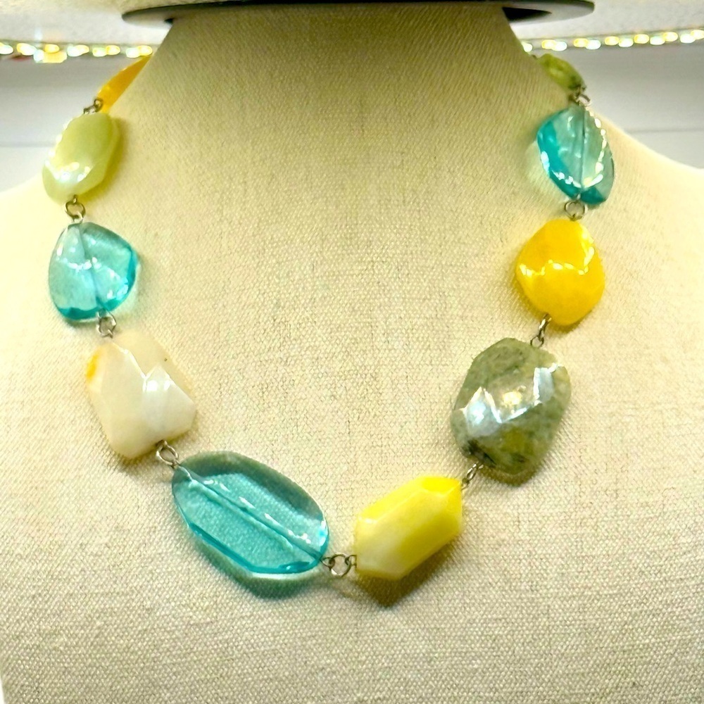 Multicolor Chunky Gemstone 18” Necklace Aventurine, Prehnite,‎ and Glass